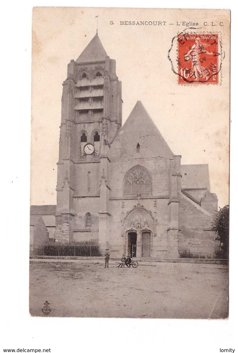 95 Bessancourt Eglise Cpa Cachet Convoyeur Ambulant 1910 Ermont à Mery - Autres & Non Classés