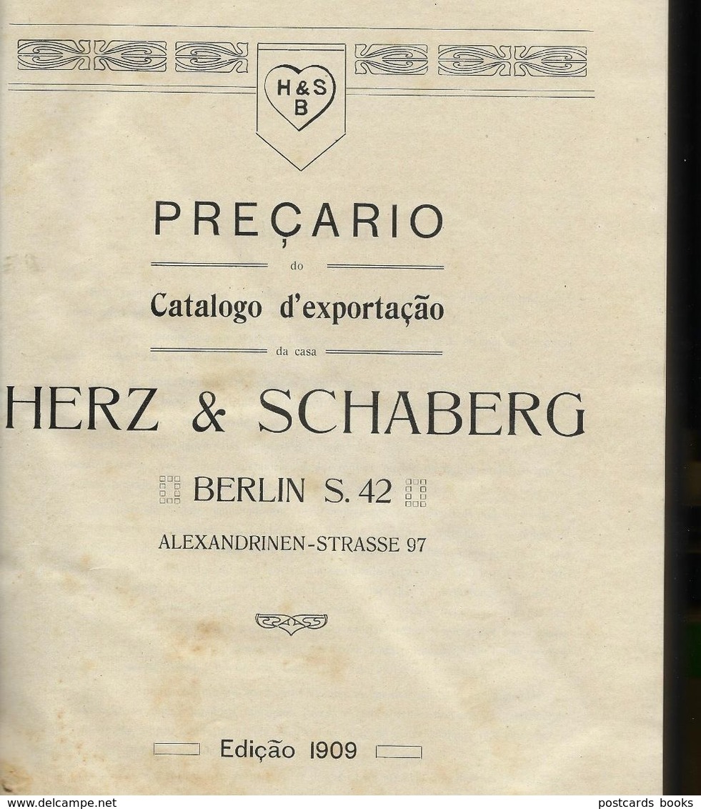 Preçario Do Catalogo Exportação HERZ & SCHABERG BERLIM. Pertenceu A Firma Em CABO VERDE Portugal 1909 - Andere & Zonder Classificatie