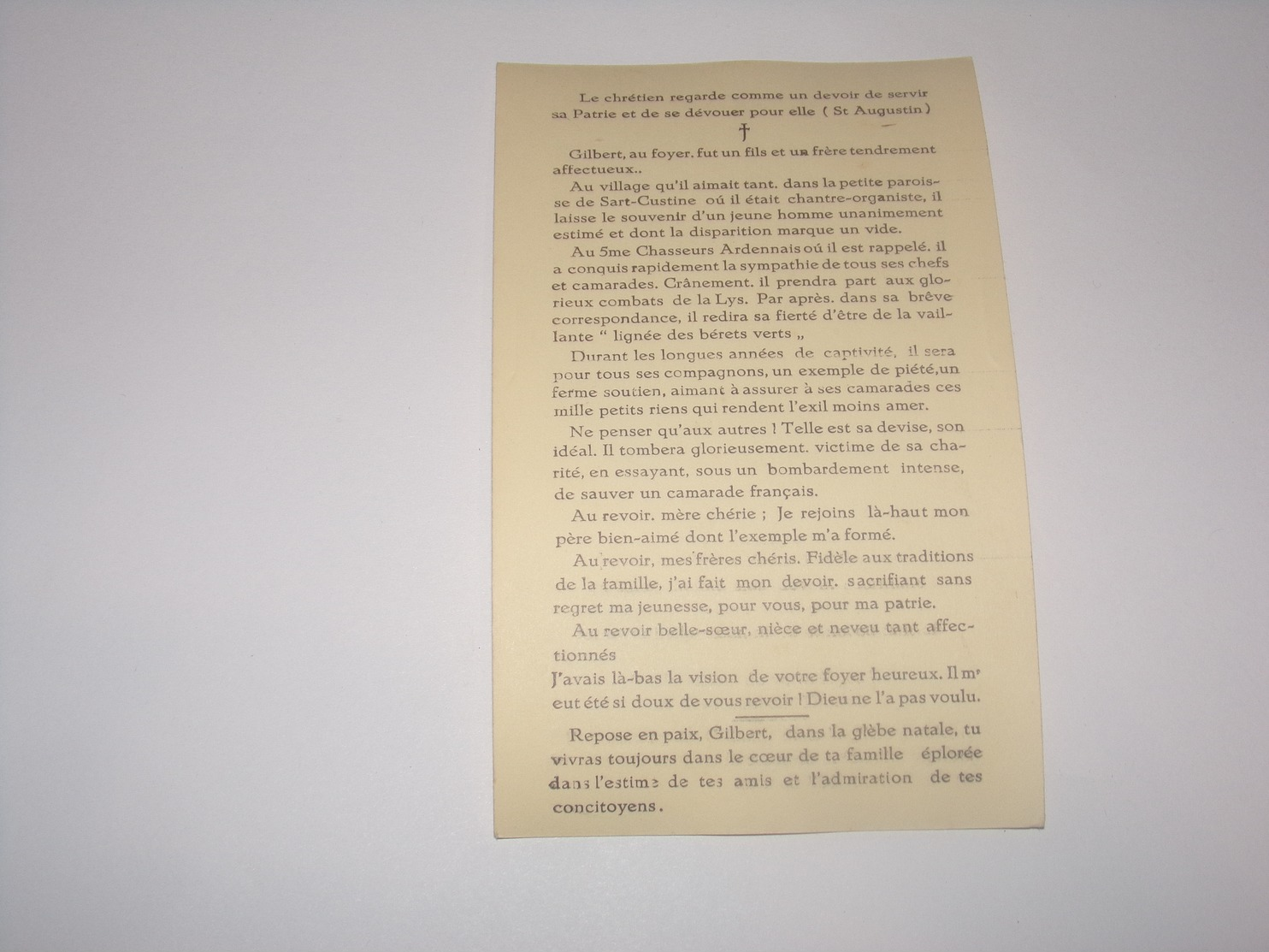 Militaire.Gilbert Lepropre Prisonnier Stalag XIII D Né à Rienne Mort Bombardement De Ansbach En 1945. - Décès