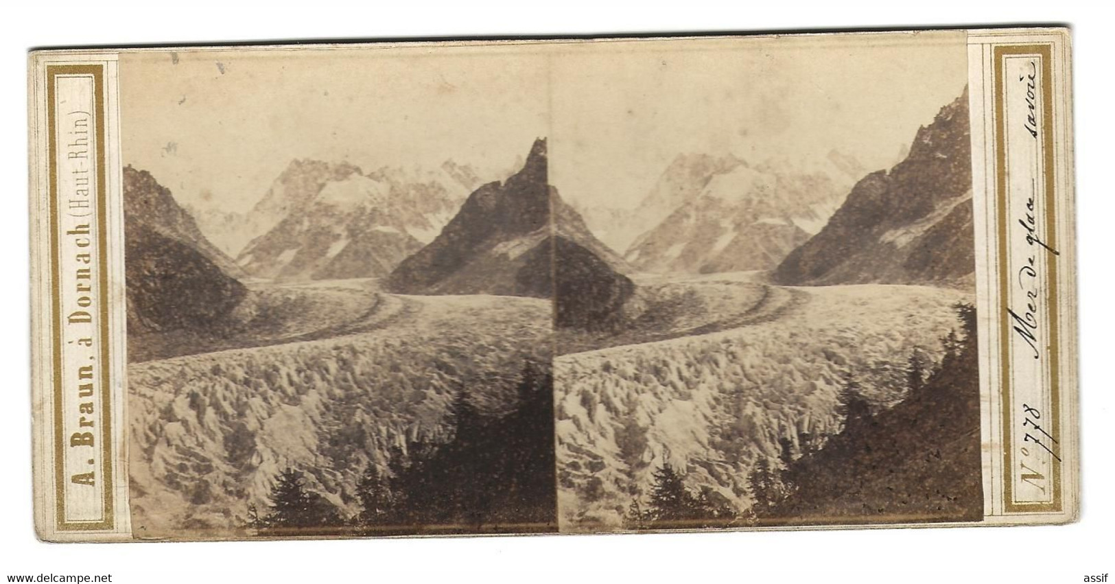 PHOTO SAVOIE MER DE GLACE STÉRÉO CIRCA 1860 DONT BRAUN /FREE SHIPPING REGISTERED - Photos Stéréoscopiques