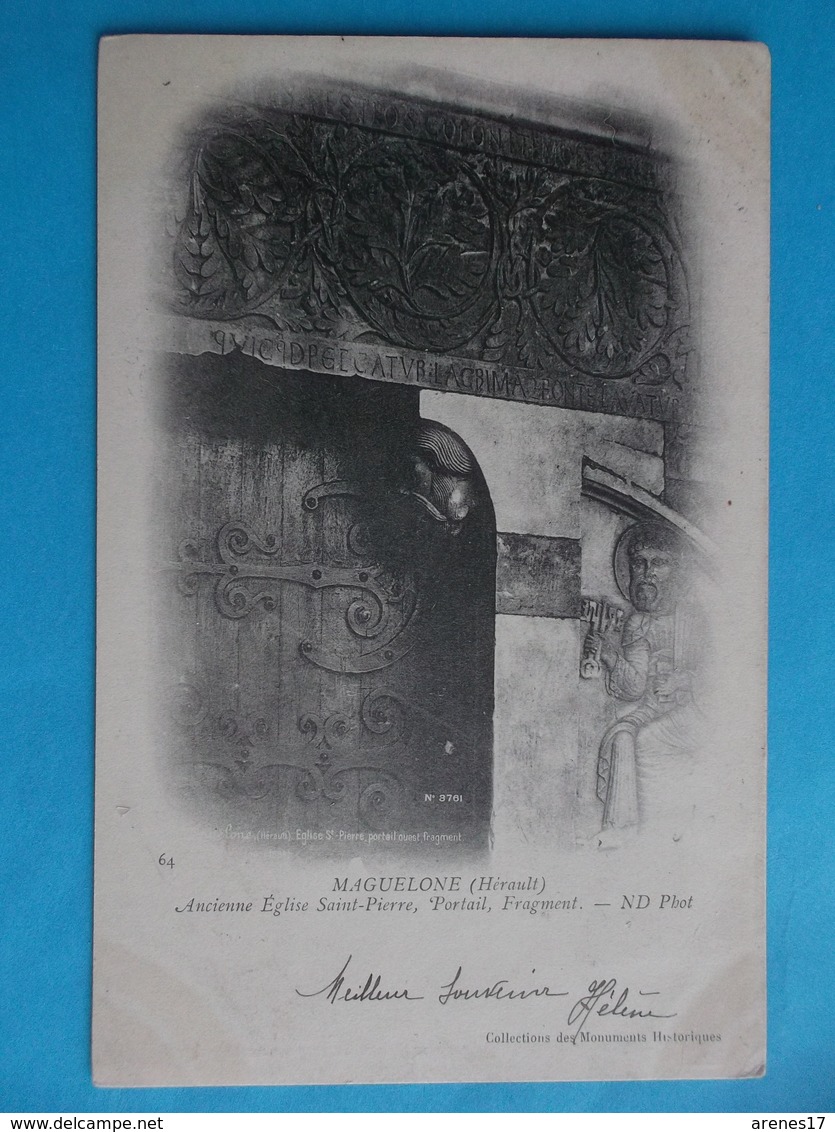 34 :MAGUELONE : ANCIENNE EGLISE St.PIERRE , PORTAIL , FRAGMENT , C.P.A. ,carte En Très Bon état , - Otros & Sin Clasificación