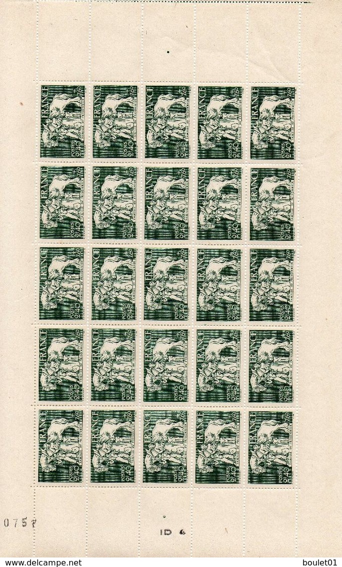 Feuille De 25 Timbres Neufs N° 586 De 1943 (voir Le Scan) - Fogli Completi