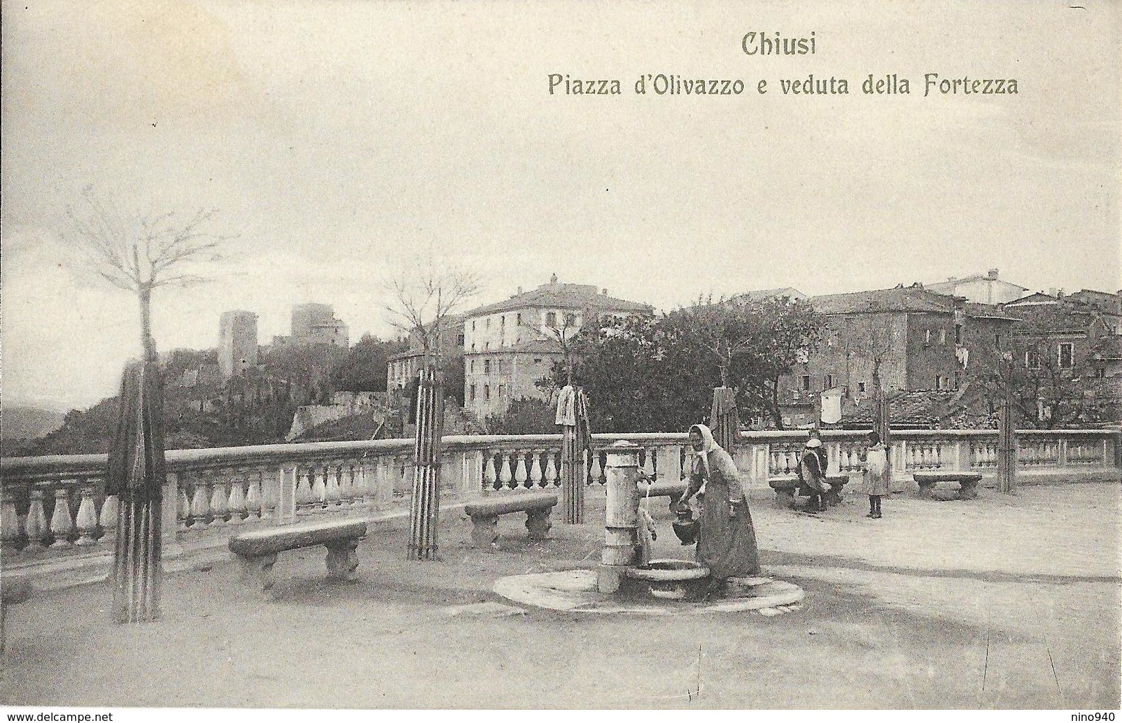 CHIUSI (SI) - PIAZZA D'OLIVAZZO E VEDUTA DELLA FORTEZZA - F/P - N/V - Altri & Non Classificati