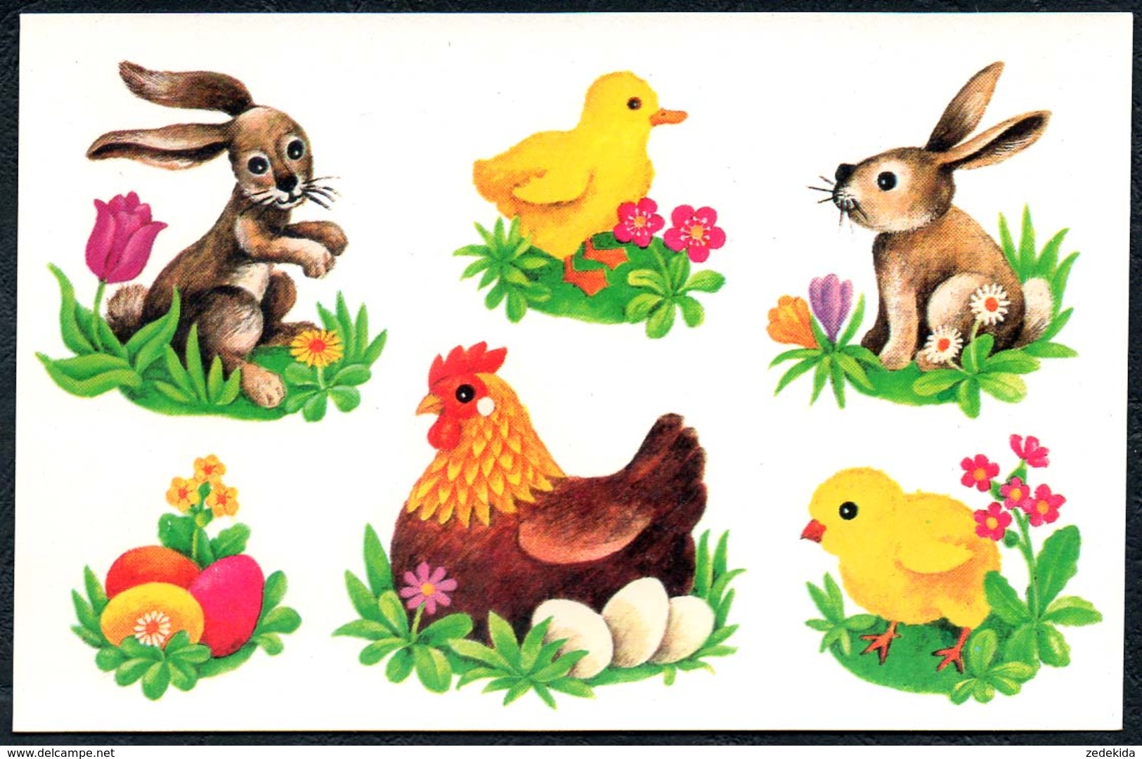 5691 - Abziehbild Schiebebild -  Ostern Osterhase Ostereier - Planet Verlag Berlin DDR 1982 - Ostern