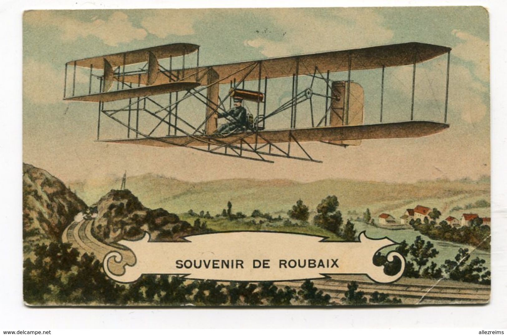 CPA  59 : ROUBAIX  Souvenir Avec Avion  VOIR   DESCRIPTIF  §§§ - Roubaix