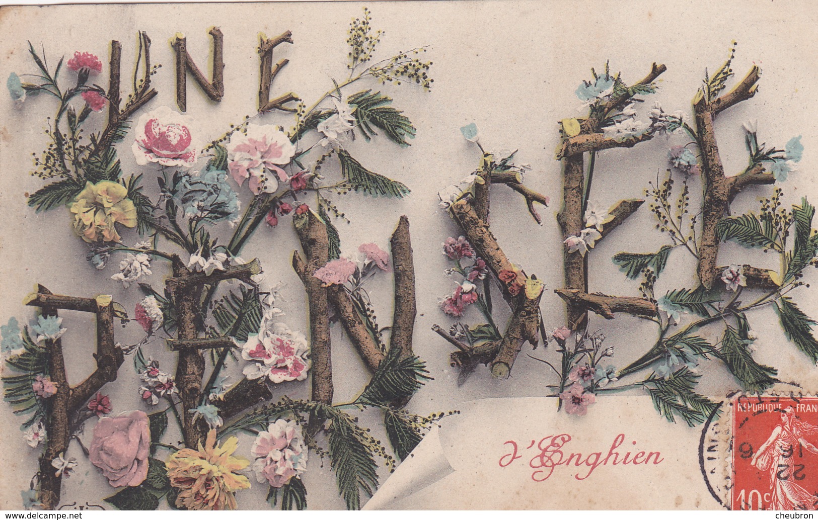 95. ENGHIEN LES BAINS. CPA . UNE PENSÉE D'ENGHIEN. ANNEE 1908 + TEXTE - Enghien Les Bains