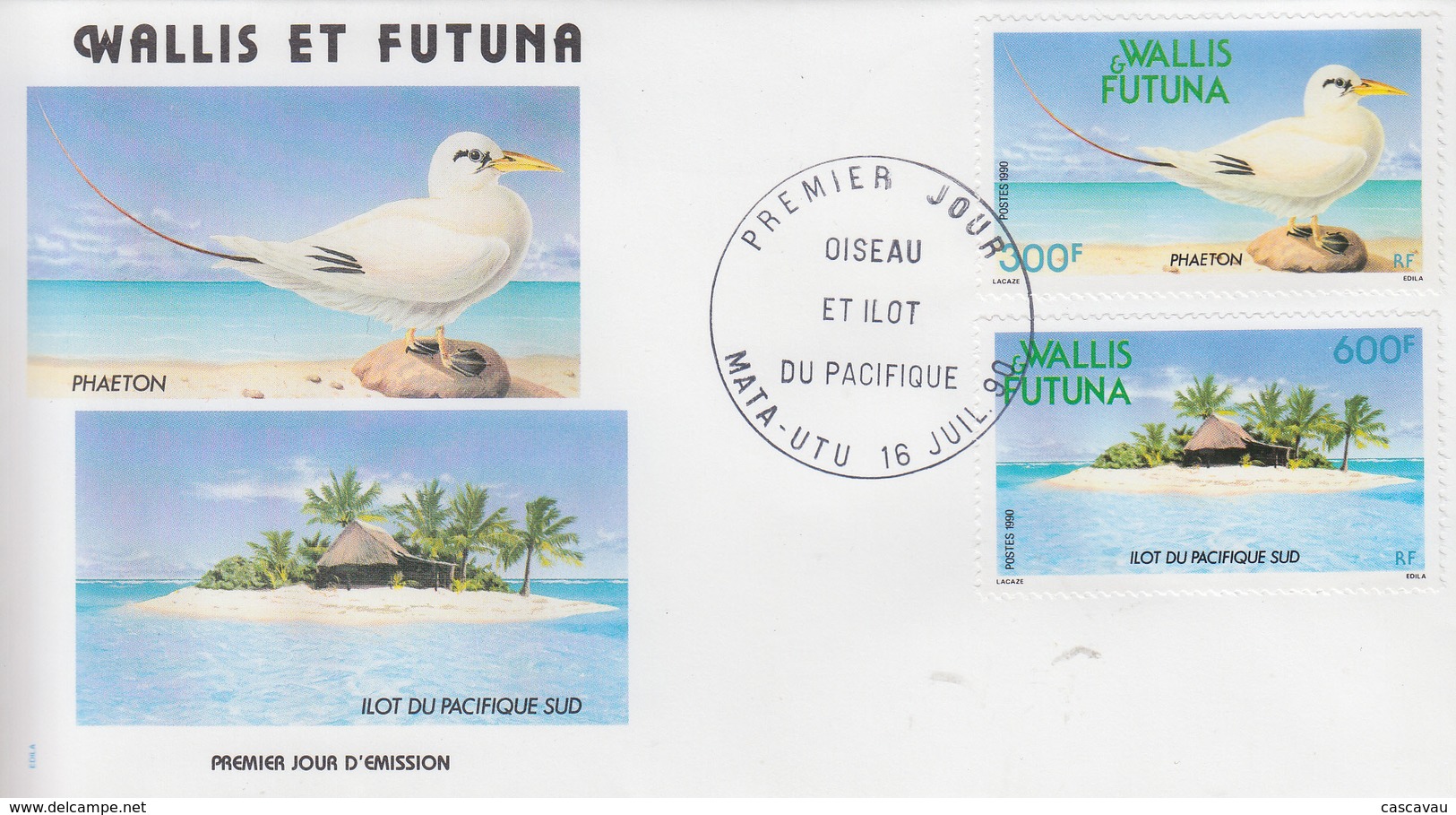 Enveloppe  FDC  1er  Jour   WALLIS  ET  FUTUNA    Oiseau  Et  Ilot  Du  Pacifique  1990 - FDC