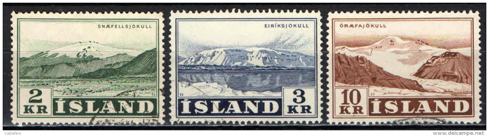 ISLANDA - 1957 - VEDUTE DI MONTAGNE: EIRIK E ORAEFA - USATI - Usati