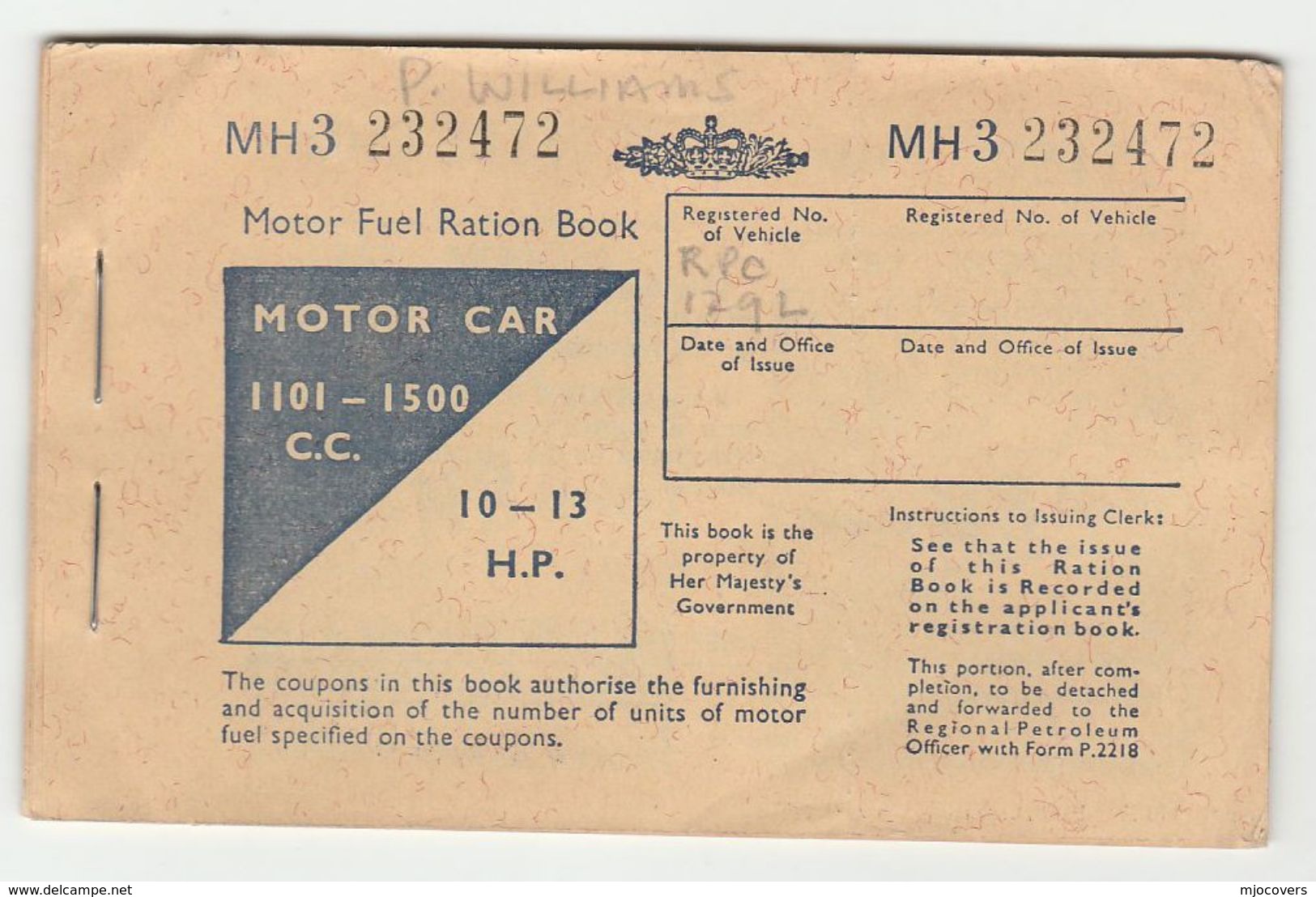 1973 FUEL CRISIS - BRITISH MOTOR FUEL RATION BOOK Complete, For 1101-1500cc CAR Oil Petrochemicals Energy - Historical Documents