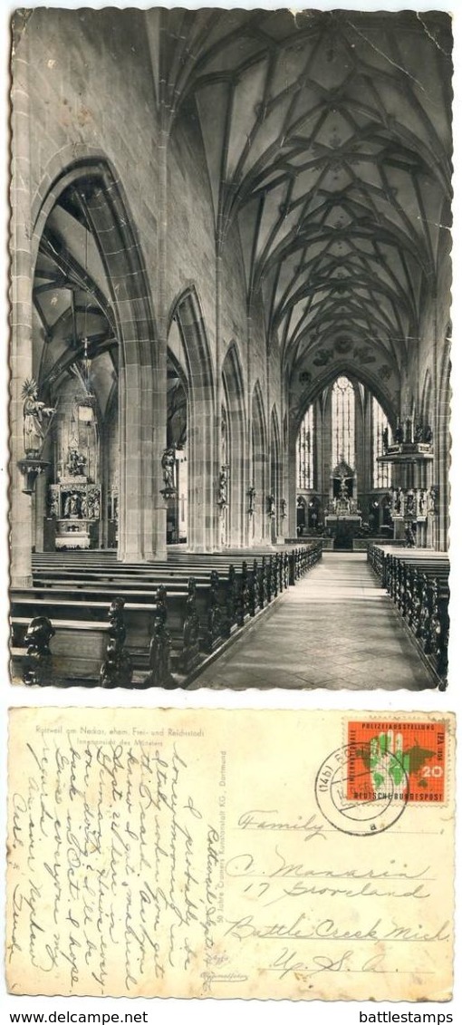 Germany, West 1956 RPPC Rottweil Church Interior, Scott 751 Police Show - Rottweil