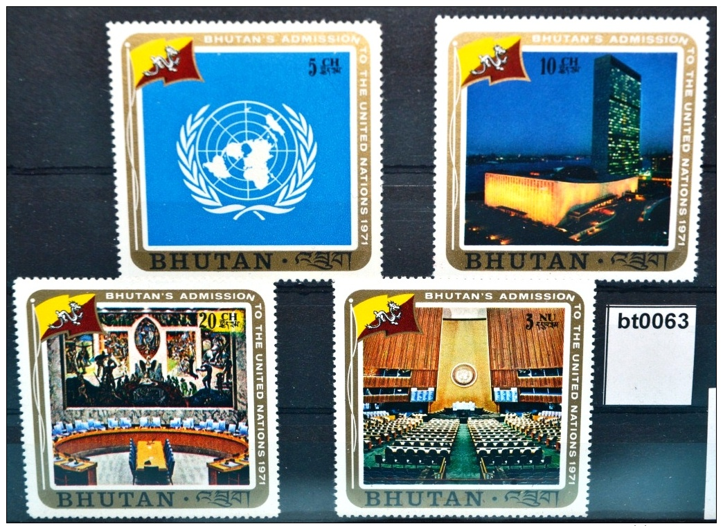 Bt0063 UNO-Beitritt Von Bhutan, UN-Zentrale NY, Sitzungssaal, Bhutan 1971 ** - Bhoutan