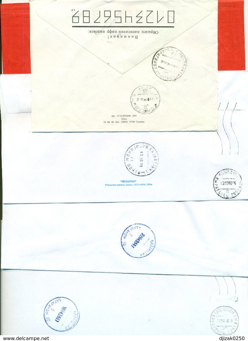 Kazakhstan.Four Nvelope Passed The Mail. Tree Envelopes Registered. - Kazakhstan