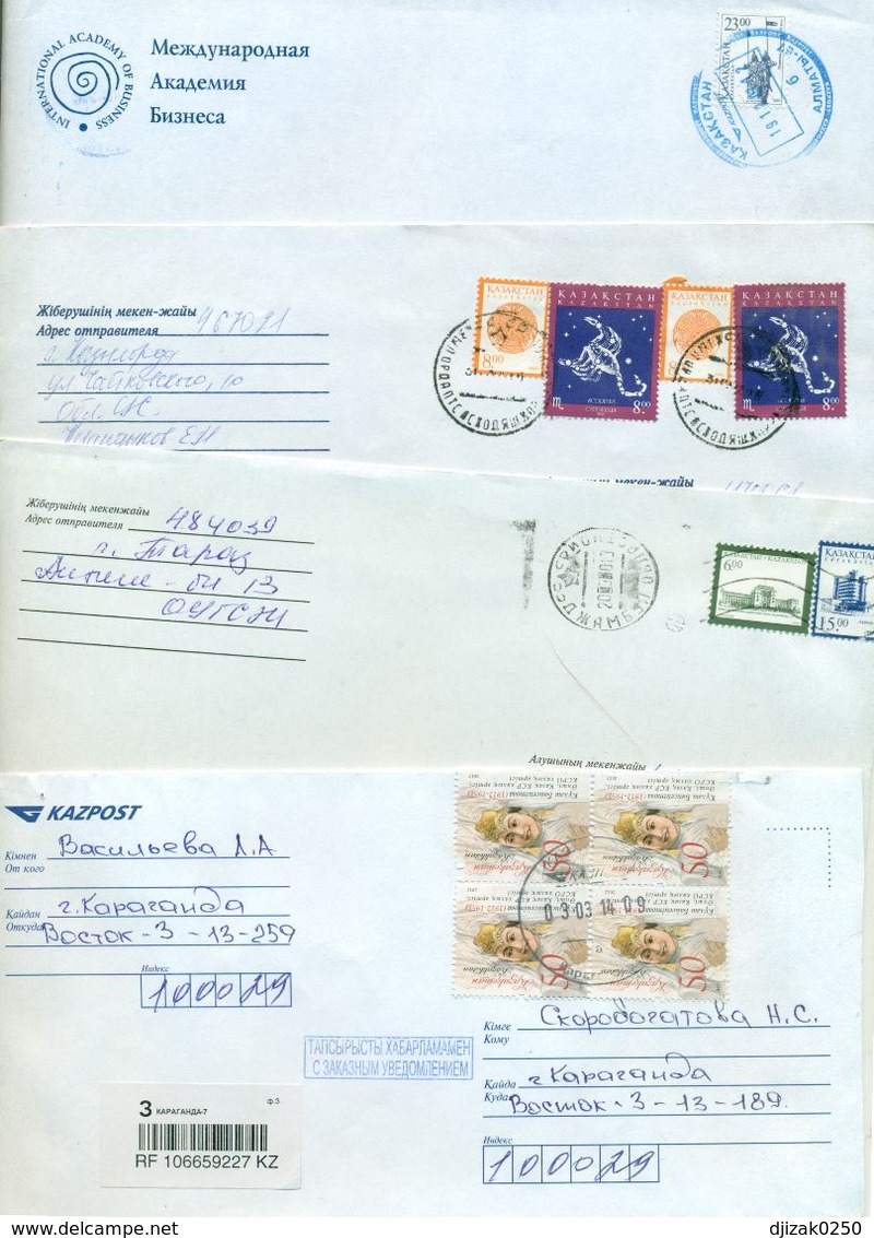 Kazakhstan.Four Nvelope Passed The Mail. One Envelope Registered. - Kazakhstan