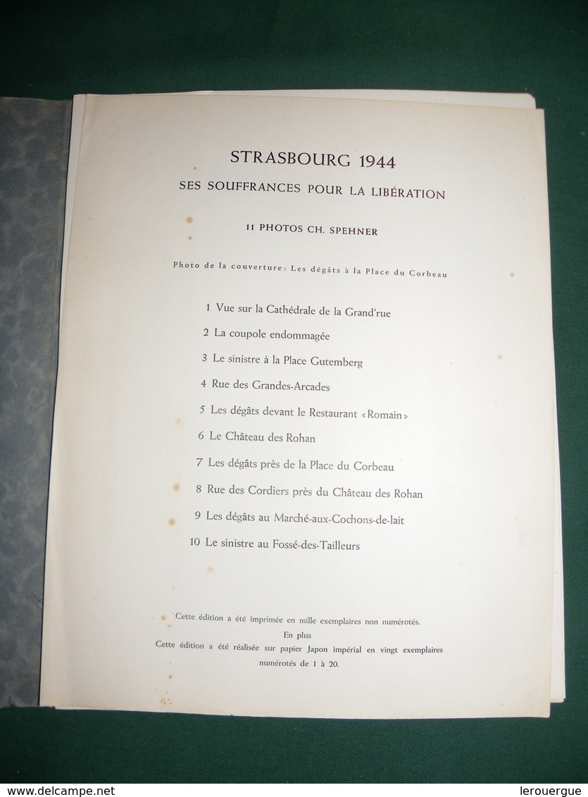 STRASBOURG 1944 , SES SOUFFRANCES POUR LA LIBERATION - Altri & Non Classificati