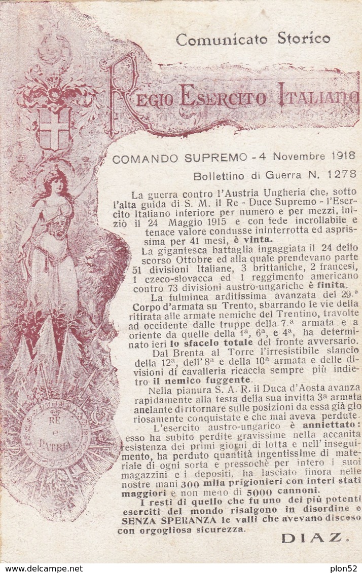 11662-COMUNICATO STORICO-PROCLAMA DEL GENERALE DIAZ-1918-FP - Guerra 1914-18