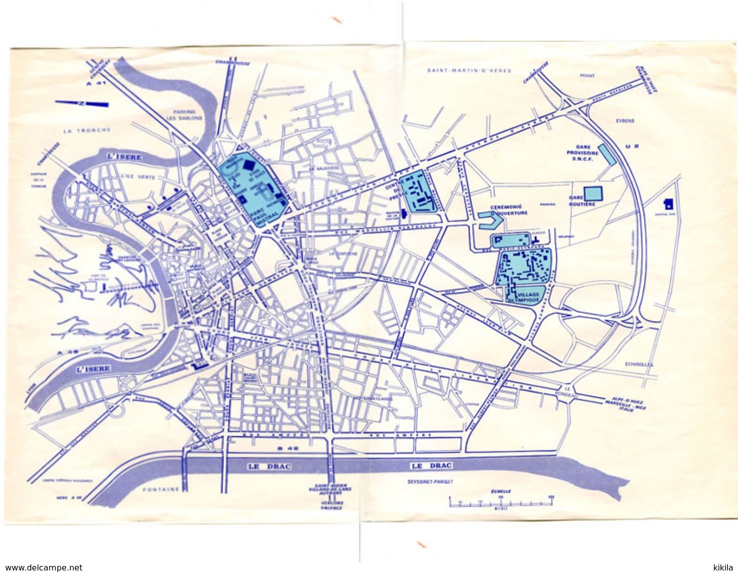 Plan De Grenoble Avec Les Installations Des X° Jeux Olympiques D'Hiver De Grenoble 1968 Olympic Games 68 - Other & Unclassified