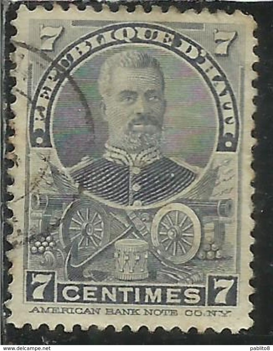 HAITI 1898 1899 PRESIDENT T. Augustin Simon Sam PRESIDENTE CENT. 7c USATO USED OBLITERE' - Haiti