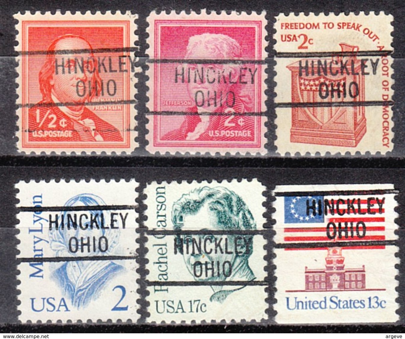 USA Precancel Vorausentwertung Preo's, Locals Ohio, Hinckley 819, 6 Diff. - Preobliterati