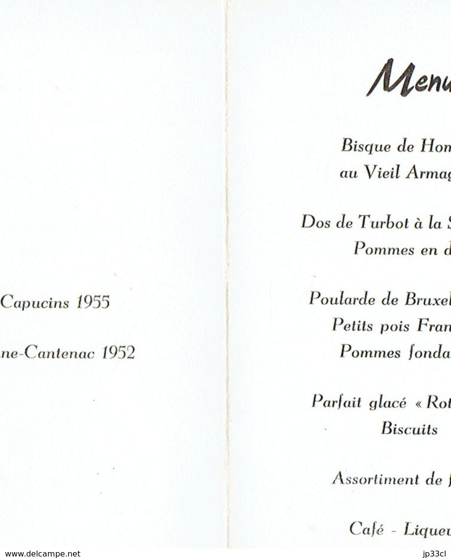 Menu Dédicacé Du Banquet Offert Par La SA Paul Auerbach, Hôtel Atlanta, Bruxelles, Le 28/12/1958 - Menus