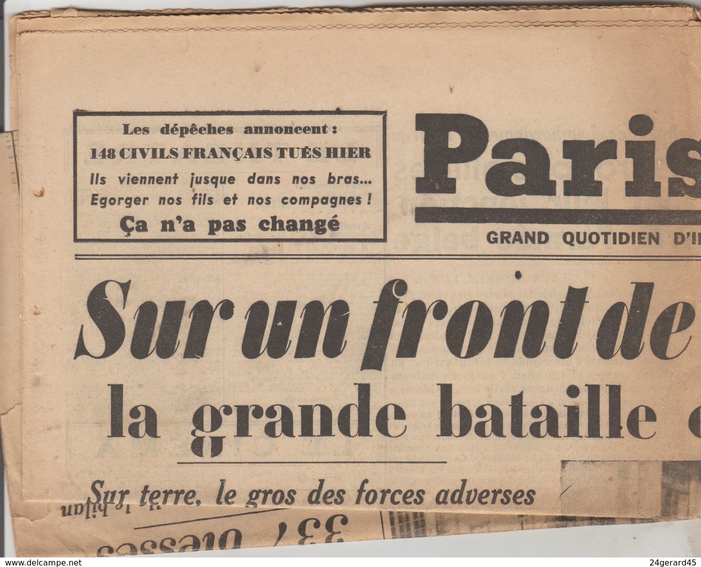 JOURNAL QUOTIDIEN PARIS-SOIR 4 PAGES RECTO VERSO N°6082 LUNDI 13 MAI 1940 2° GUERRE MONDIALE - Autres & Non Classés