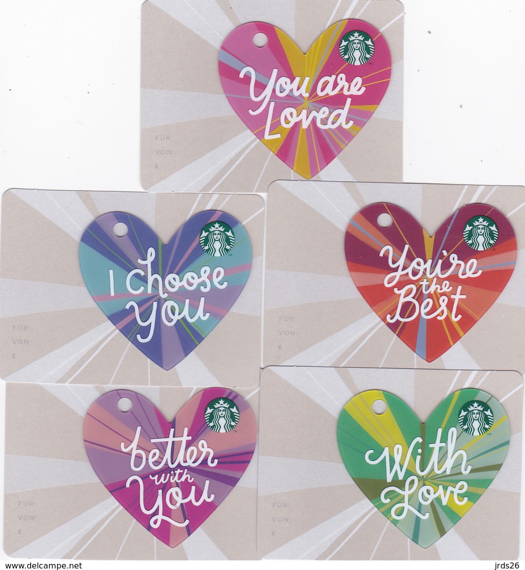 5 Starbucks Cards - - - Germany - - - Complete Set Of Hearts 6147 - Gift Cards