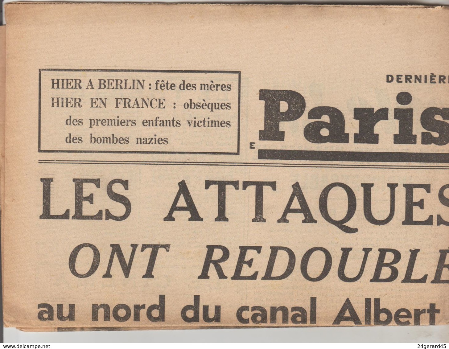 JOURNAL QUOTIDIEN PARIS-SOIR 4 PAGES RECTO VERSO N°6083 LUNDI 14 MAI 1940 2° GUERRE MONDIALE - Autres & Non Classés