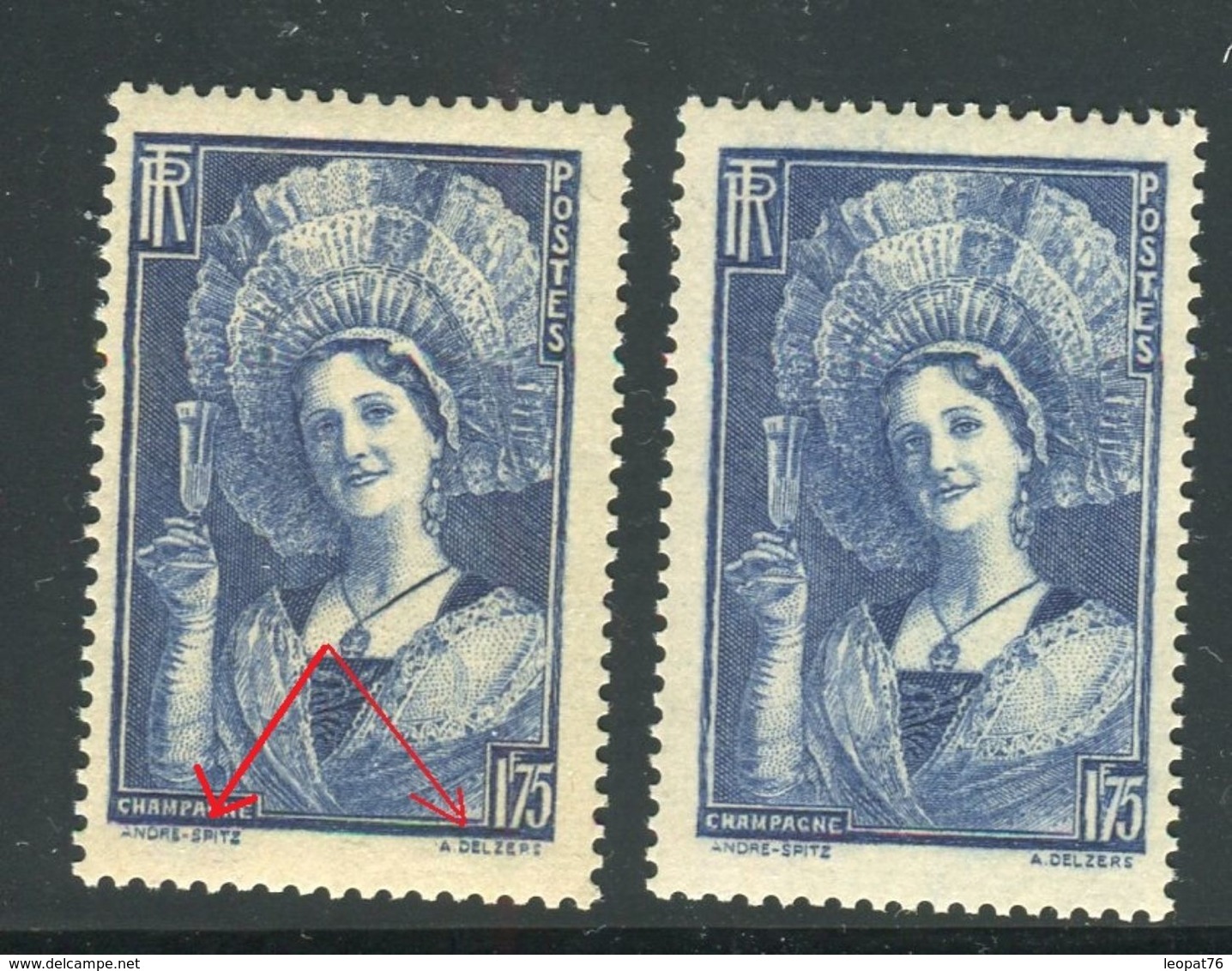 France - N°388 Variété, Double Signatures + 1 Normal  ,neufs Luxe - Ref V360 - Neufs