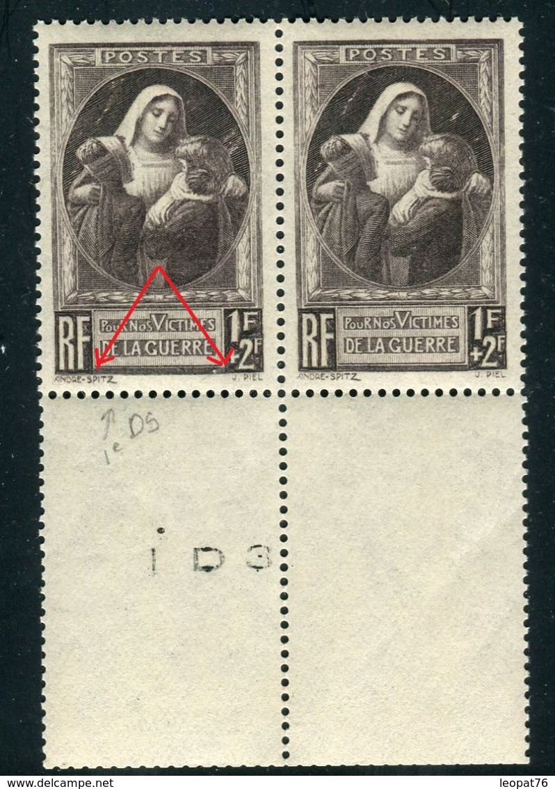 France - N°465 , Variété Double Signatures Tenant à 1 Normal , Neufs Luxe - Ref V383 - Unused Stamps