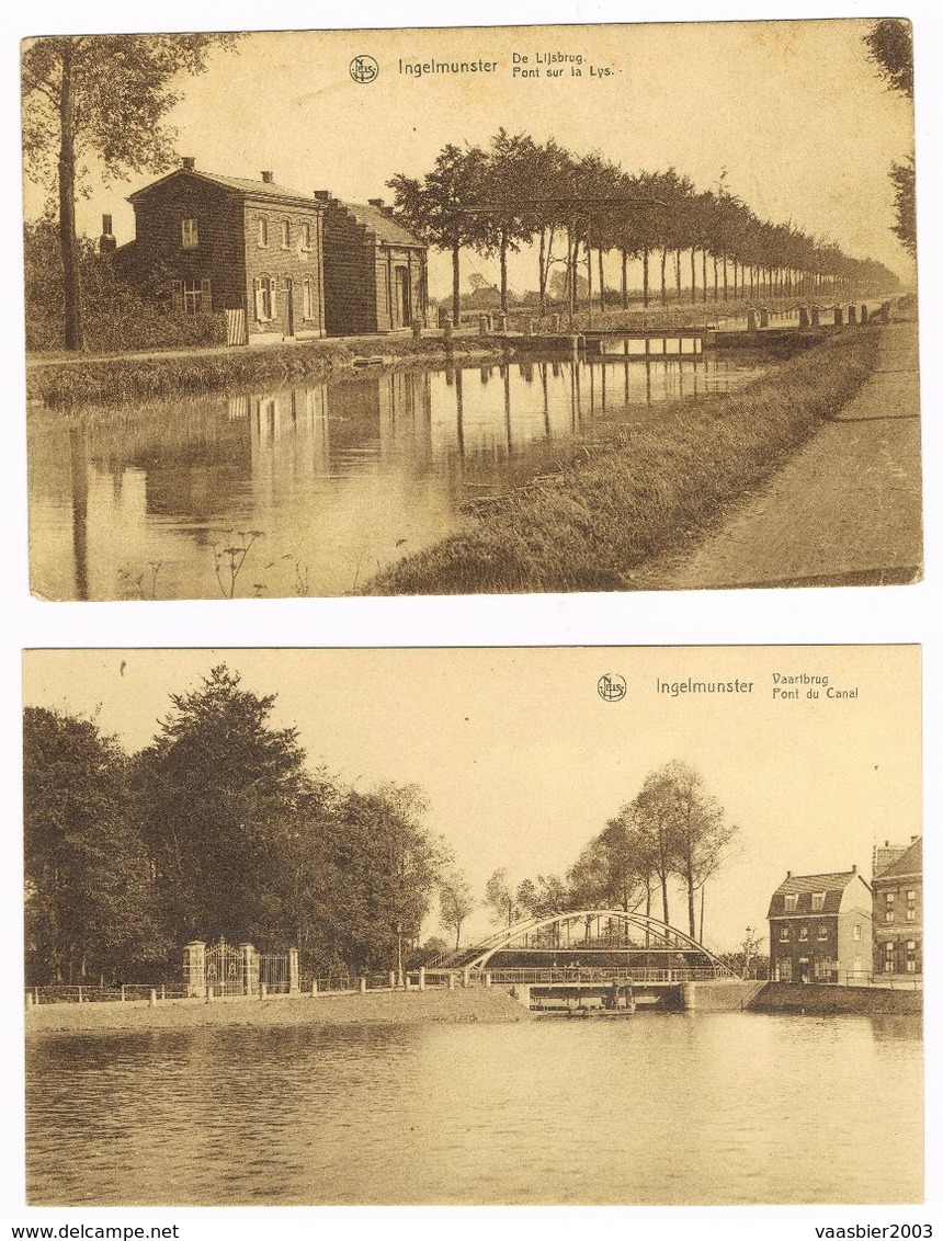 INGELMUNSTER - 2 Postkaarten - De Lijsbrug En De Vaartbrug ,  Rond 1930 - Ingelmunster