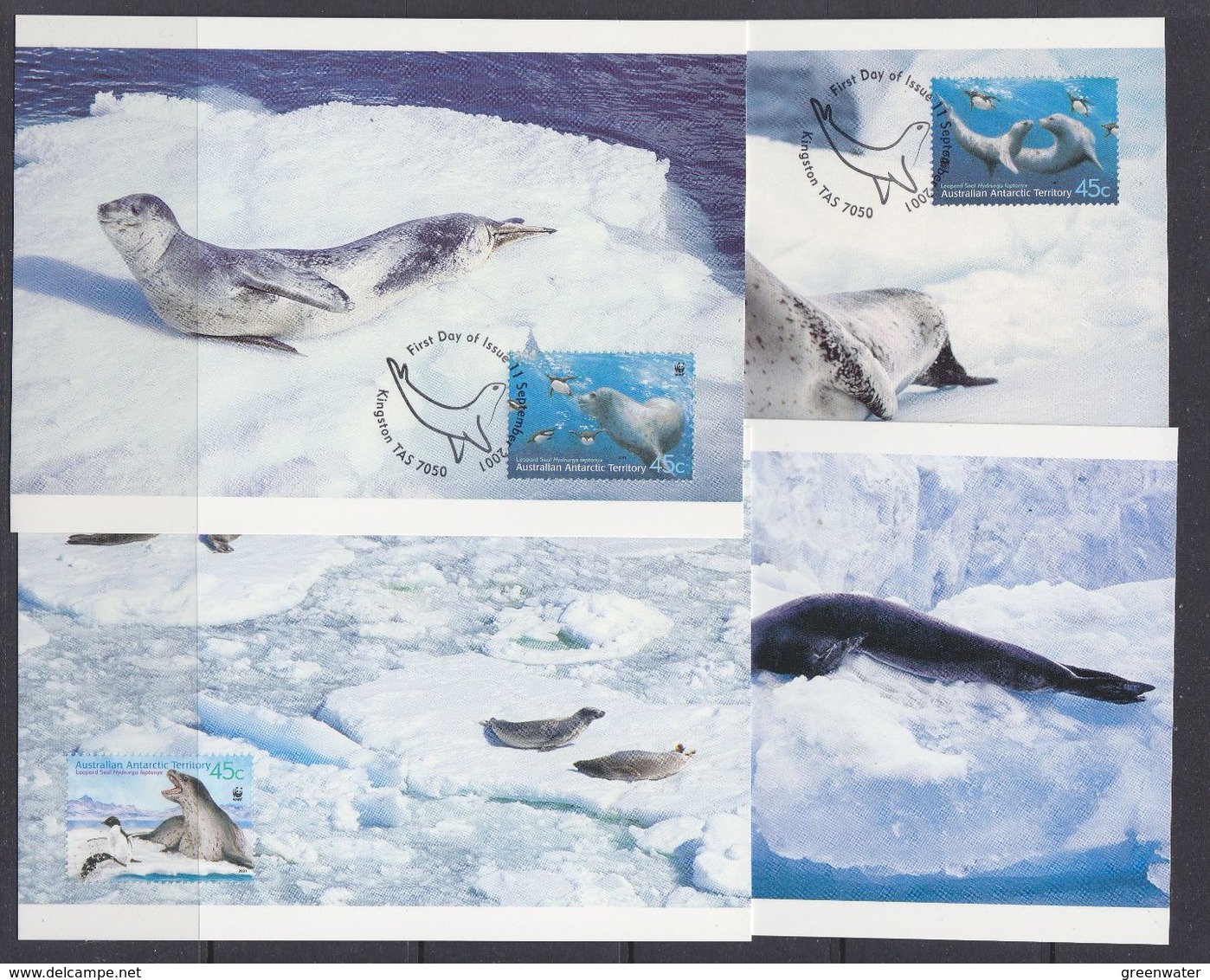 AAT 2001 Leopard Seals 4v 4 Maxicards (37684) - Cartoline Maximum