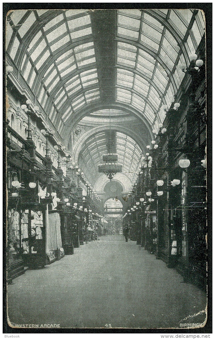 RB 1192 - Early Postcard - Western Arcade Birmingham - Unusual Selwyn Smith Hand Stamp - Birmingham