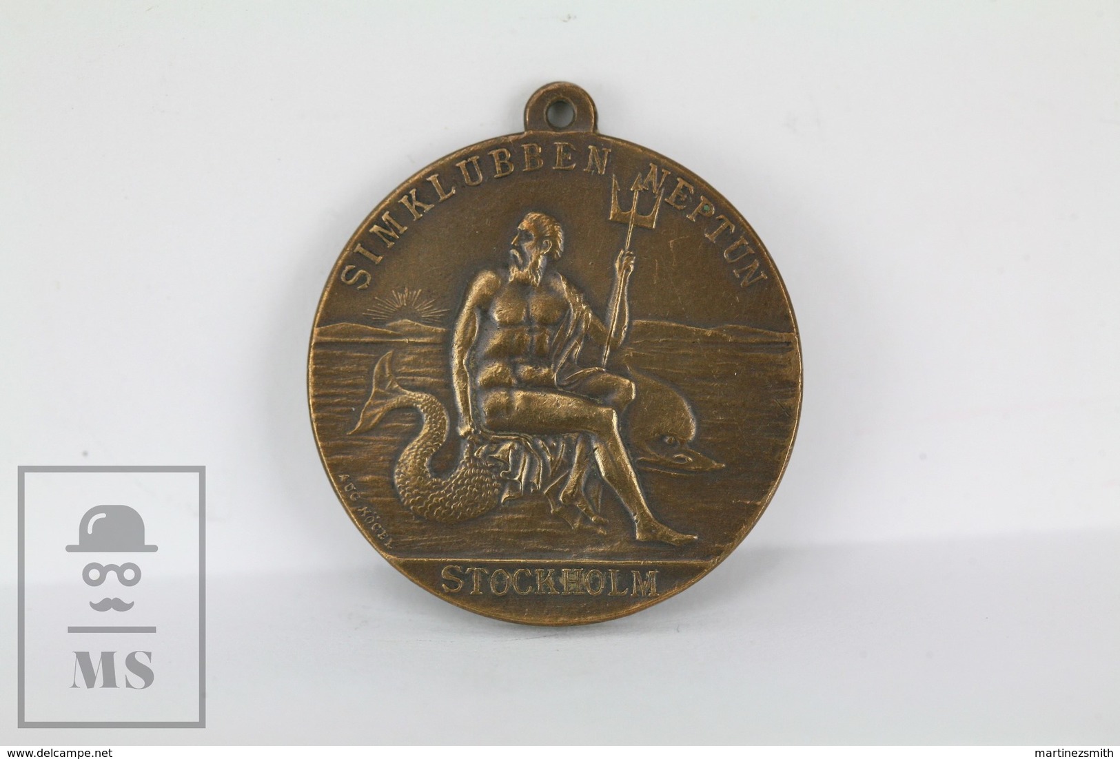 Antique 1921 Simklubben Neptun Stockholm, Swedish Swim Team Bronze Medal - Otros & Sin Clasificación