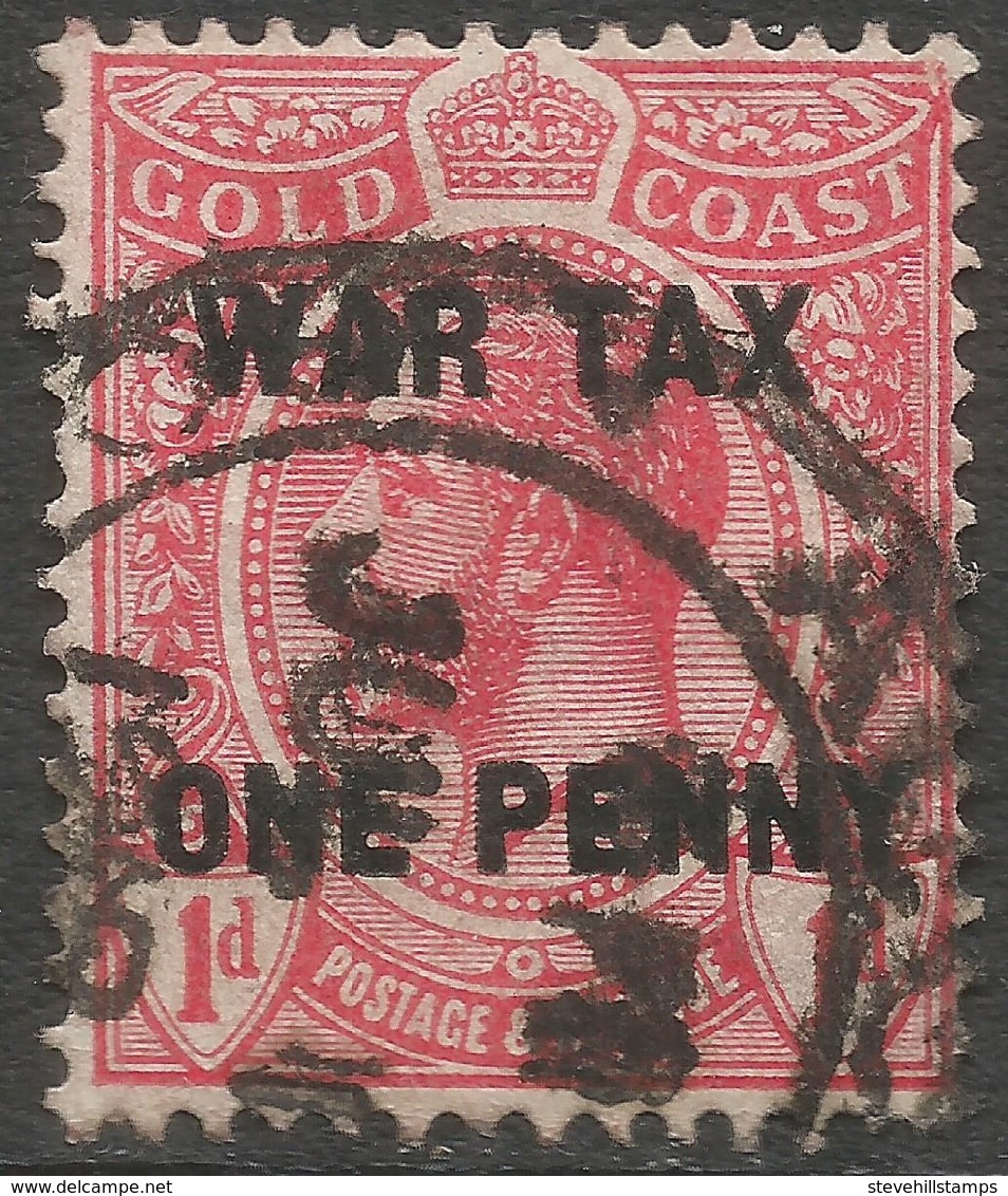 Gold Coast. 1913-21 KGV War Tax. 1d Used. SG 85 - Gold Coast (...-1957)