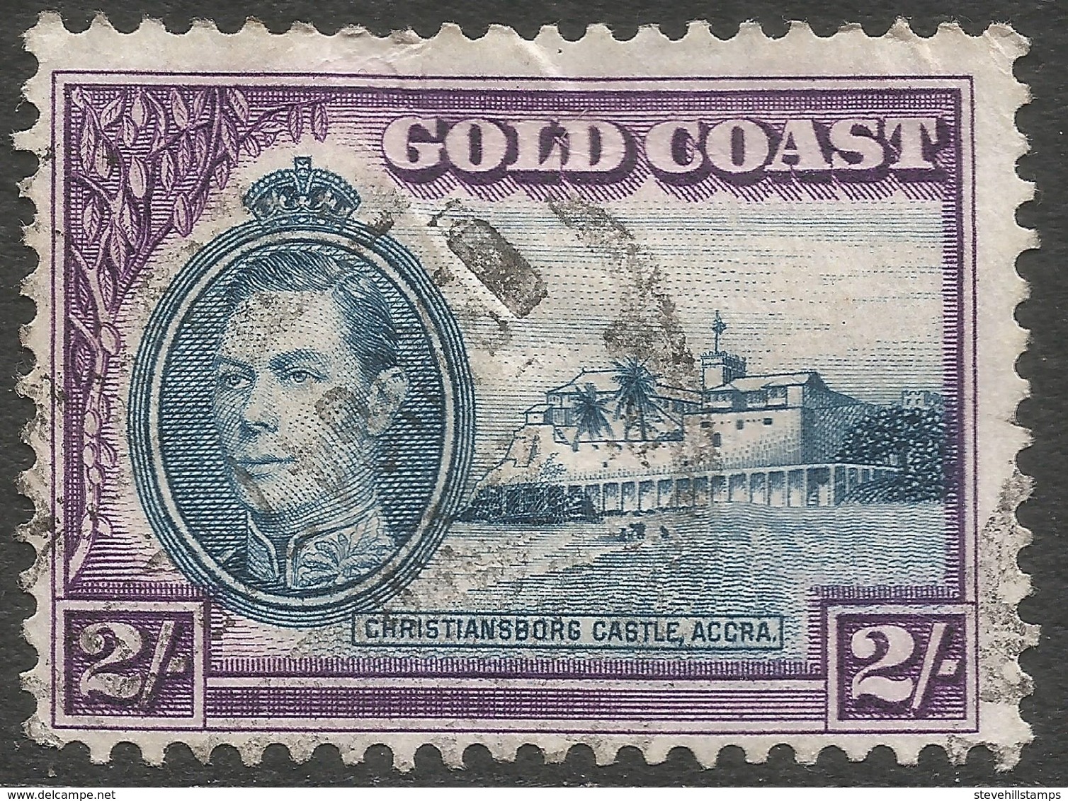 Gold Coast. 1938-43 KGVI. 2/- Used. P 12. SG 130 - Gold Coast (...-1957)