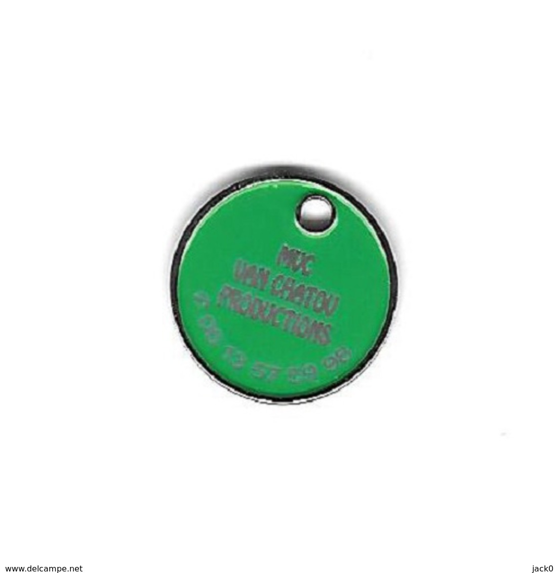 Jeton De Caddie  Argenté  Fond  Vert  M V C  VAN  CHATOU  PRODUCTIONS - Trolley Token/Shopping Trolley Chip