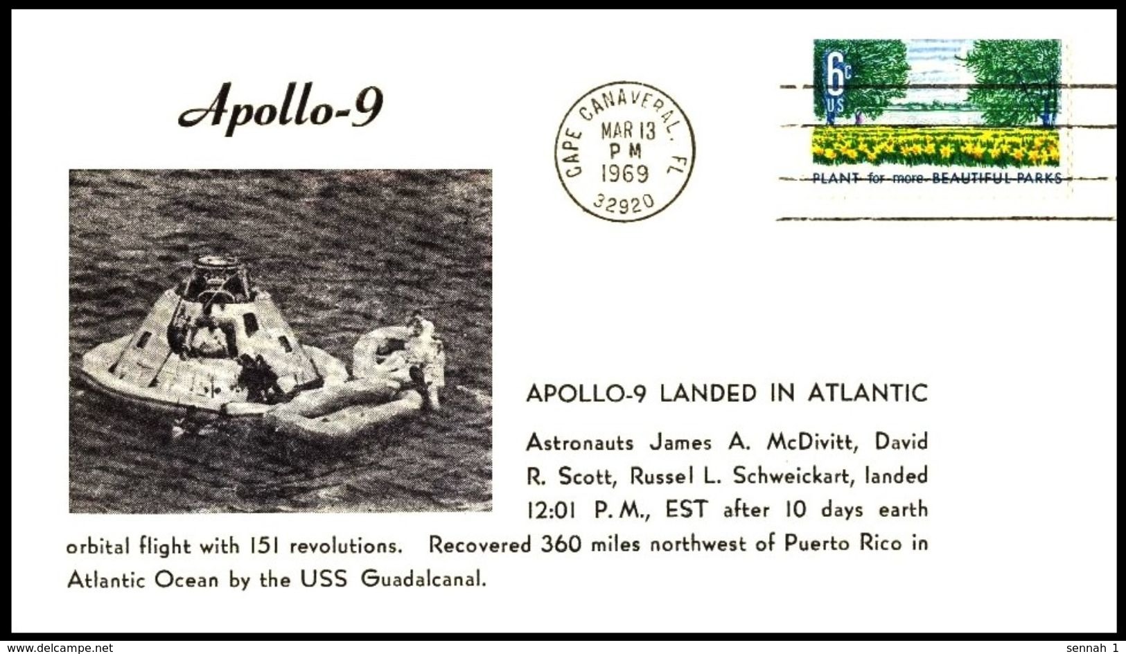 USA: 'Apollo-9 In Space - Splashdown, 1969', Cape Canaveral - USA