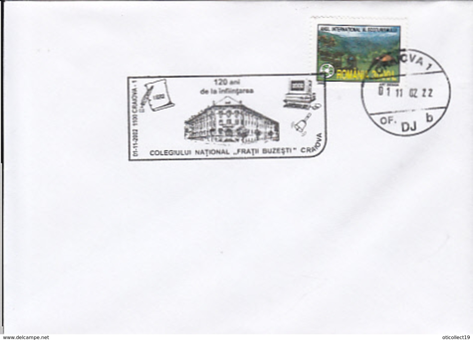 CRAIOVA HIGH SCHOOL ANNIVERSARY SPECIAL POSTMARK, ECO TOURISM STAMP ON COVER, 2002, ROMANIA - Brieven En Documenten