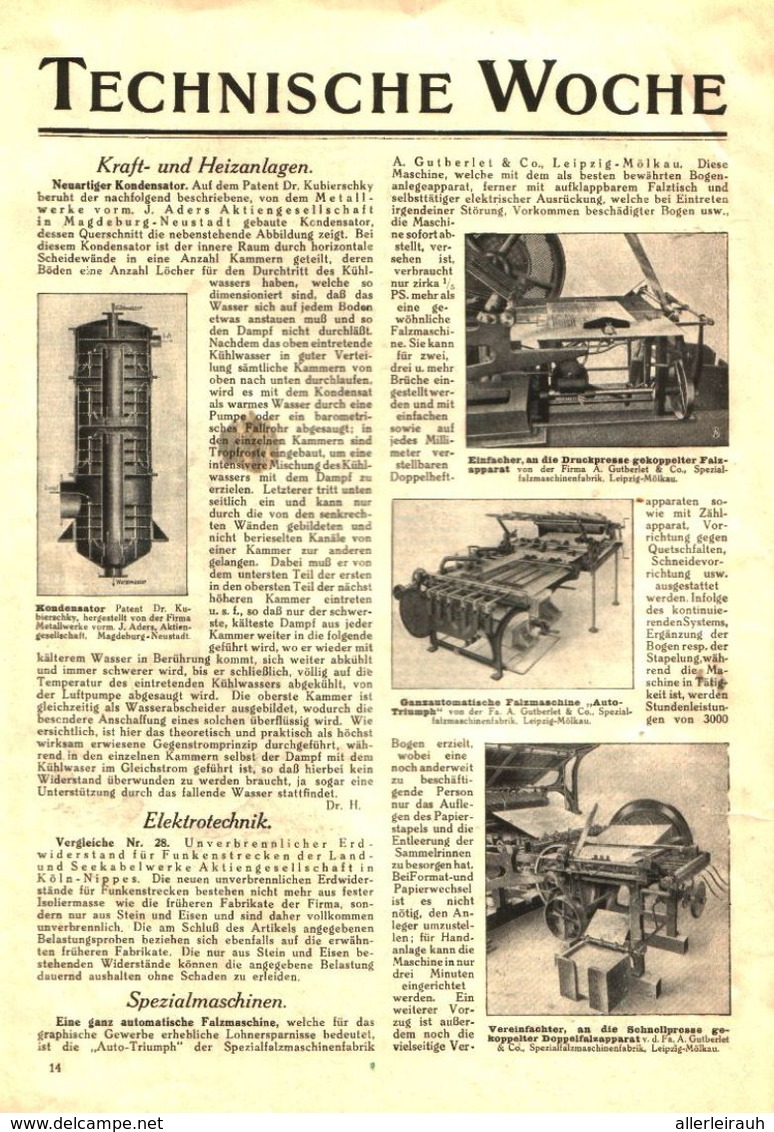 Technische Woche / Artikel, Entnommen Aus Zeitschrift / 1913 - Pacchi