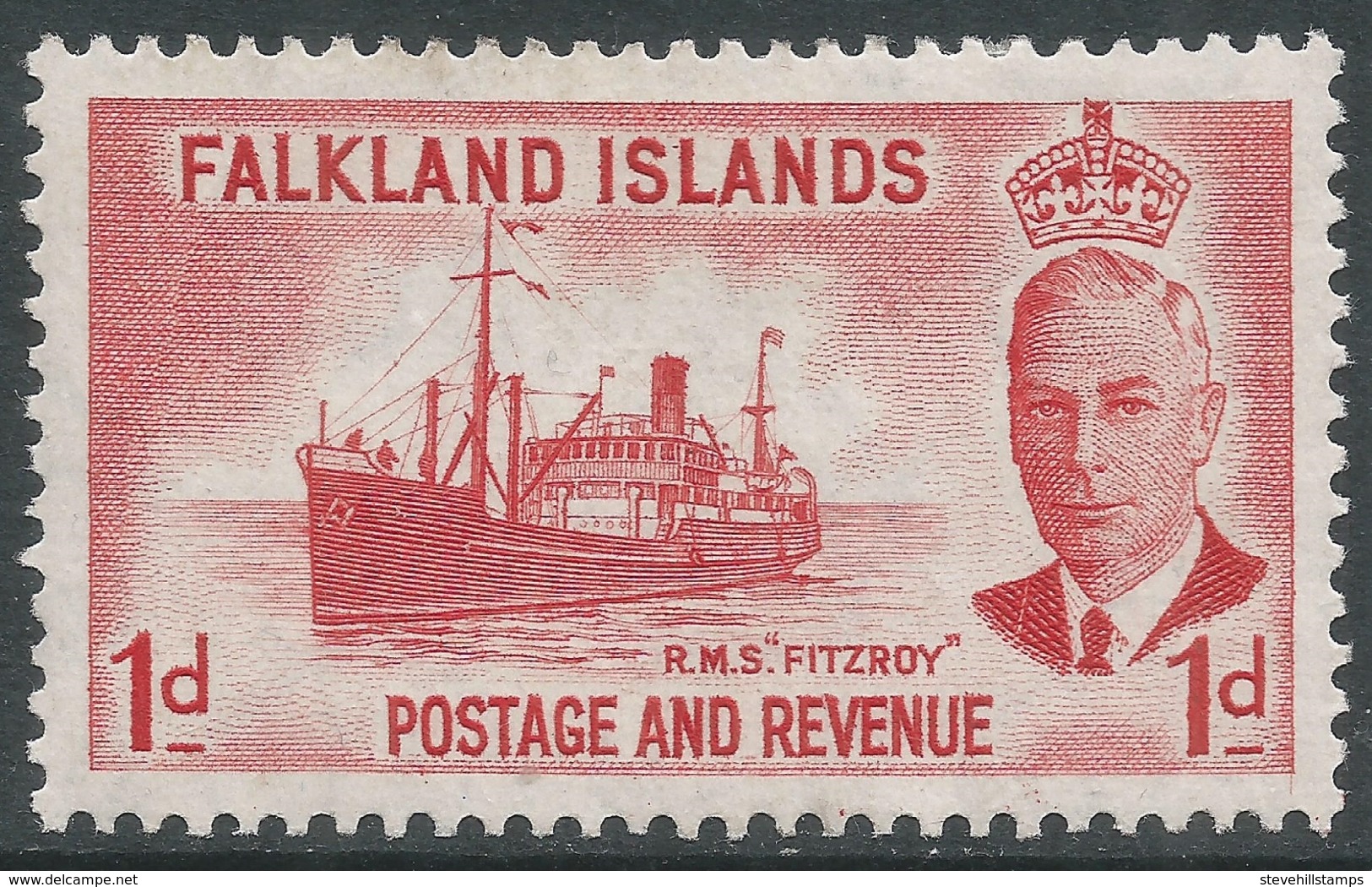 Falkland Islands. 1952 KGVI. 1d MH. SG 173 - Falkland Islands