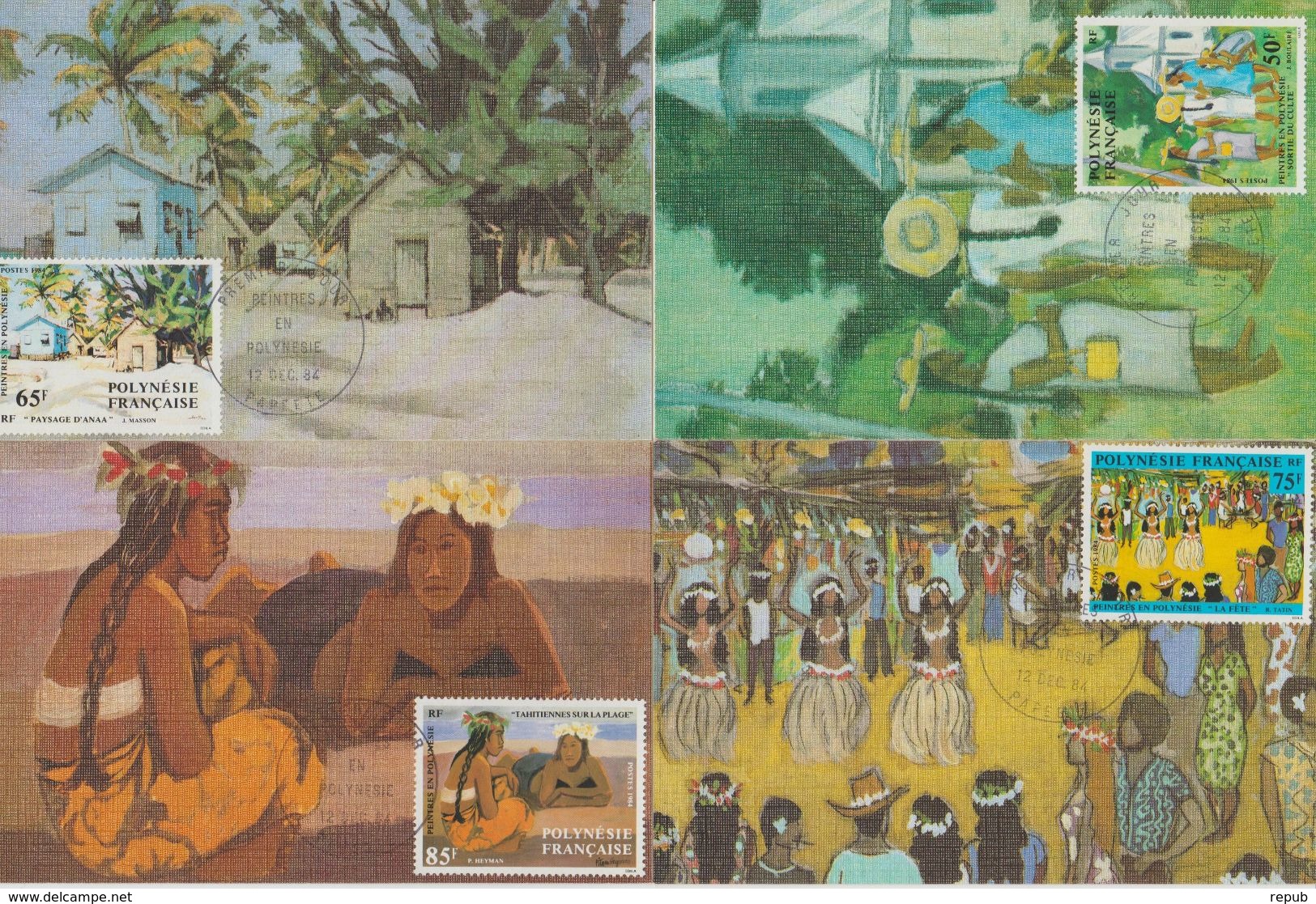 Polynésie Française 1984 Peintres 223-226.4 Cartes - Cartoline Maximum