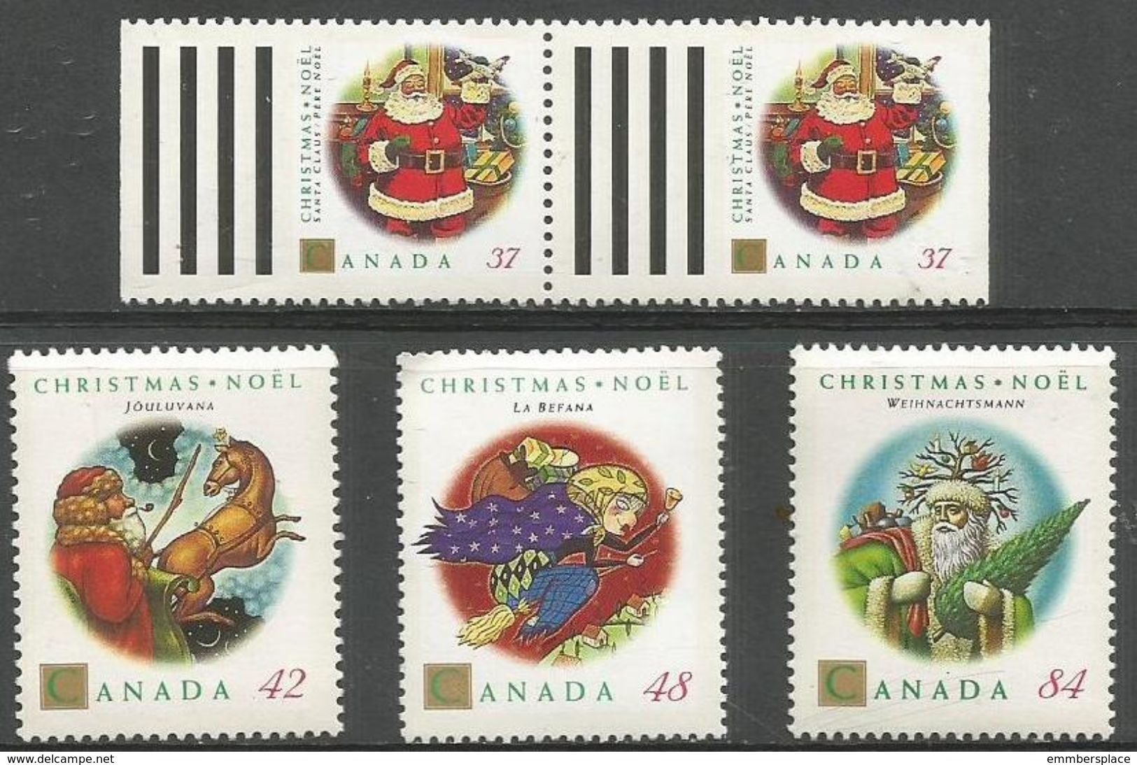 Canada  - 1992 Christmas + Booklet Pair MNH **   Sc 1452-5 - Neufs