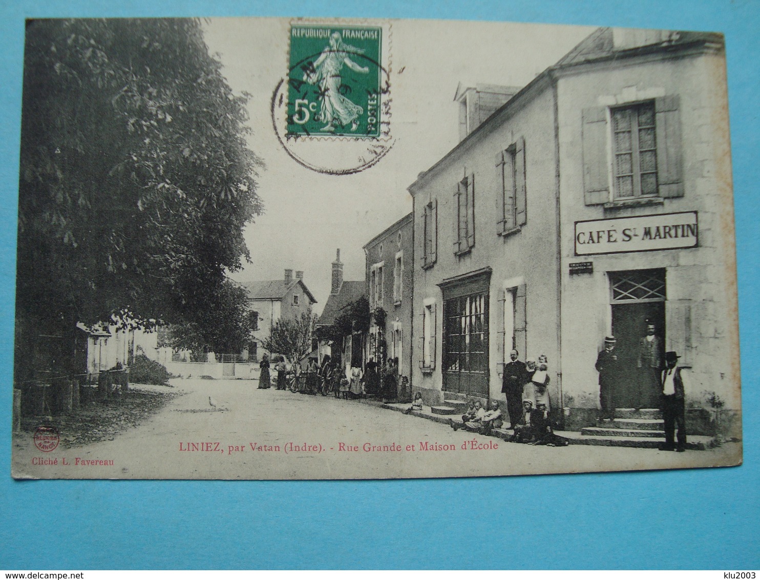 36 - Liniez Par Vatan - Rue Grande Et Maison D'école - Café Saint Martin - 1908 - Autres & Non Classés