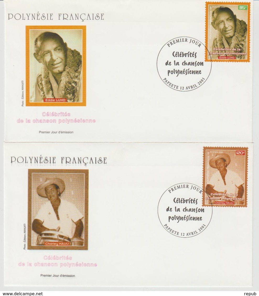 Polynésie Française 2001 Célébrités De La Chanson 638-641 - FDC