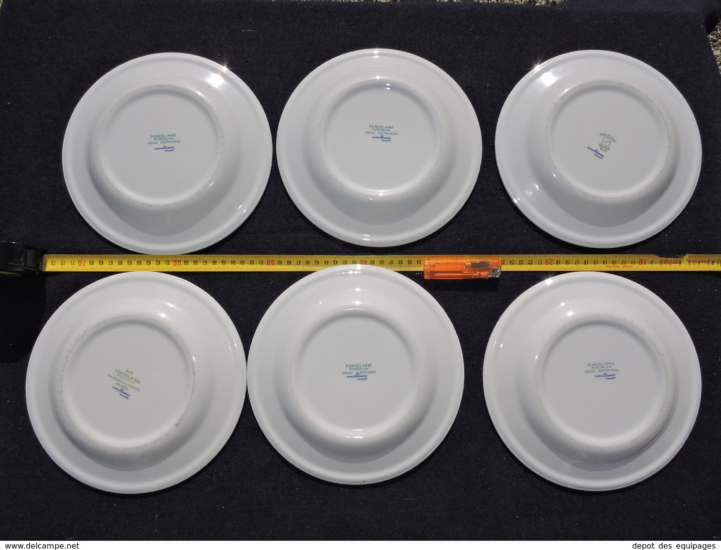 LOT 6 ASSIETTES PLATES MARINE NATIONALE  Décor  CABLE BLEU  - OFFICIER MARINIER  #.2 - Décoration Maritime