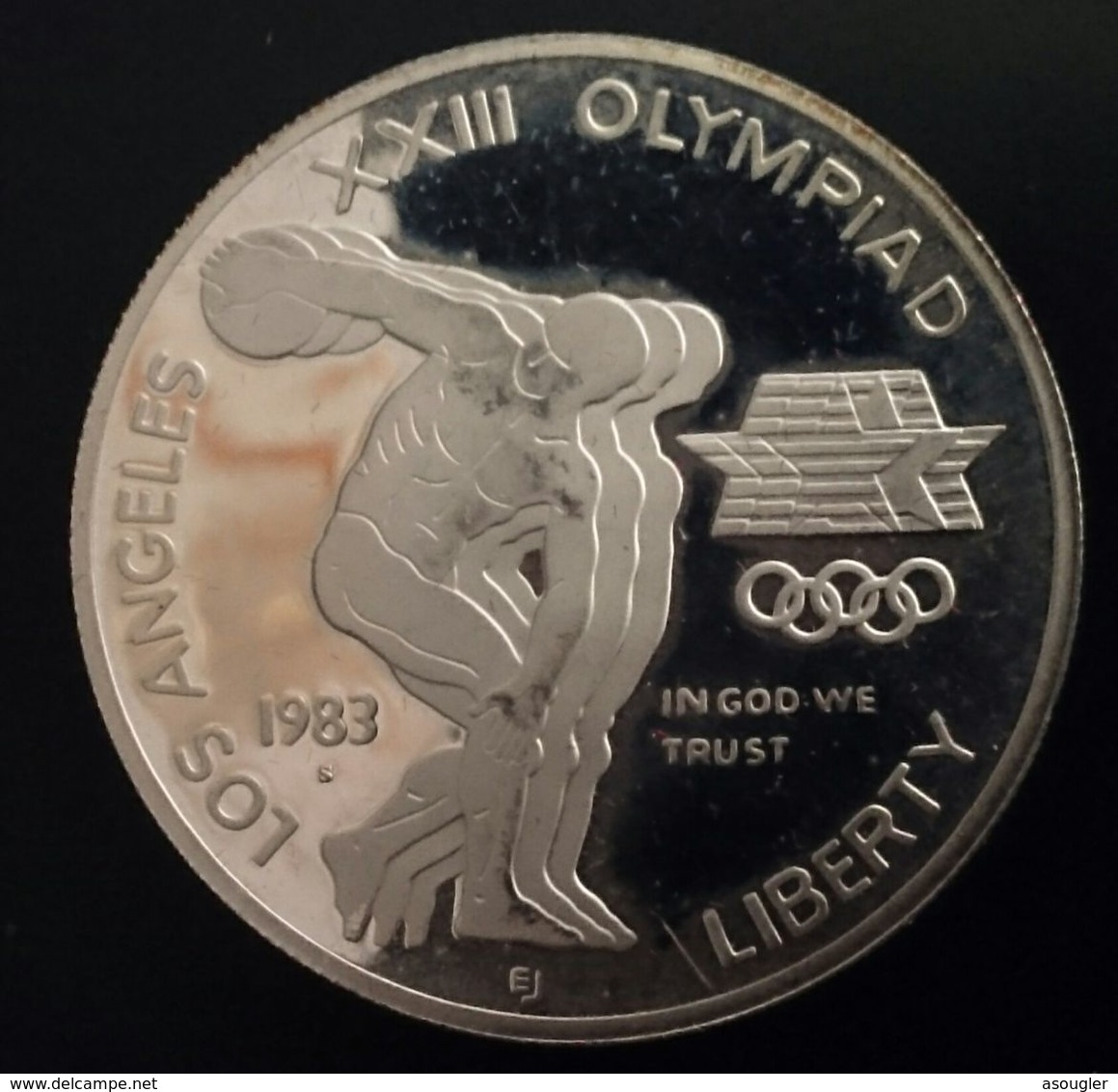 USA 1 $ DOLLAR 1983 S SILVER PROOF "1984 LOS ANGELES OLYMPICS - DISCUS" Free Shipping Via Registered Air Mail - Conmemorativas