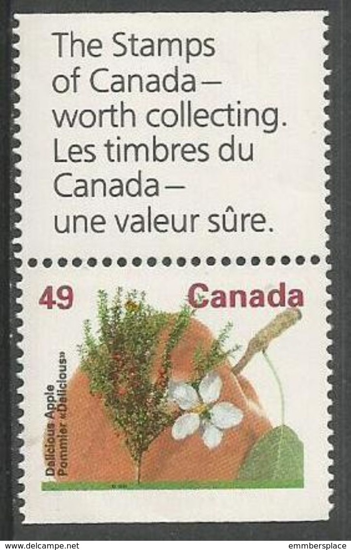 Canada  - 1992 Delicious Apple Tree 49c Booklet Marginal MNH **   Sc 1364a - Neufs