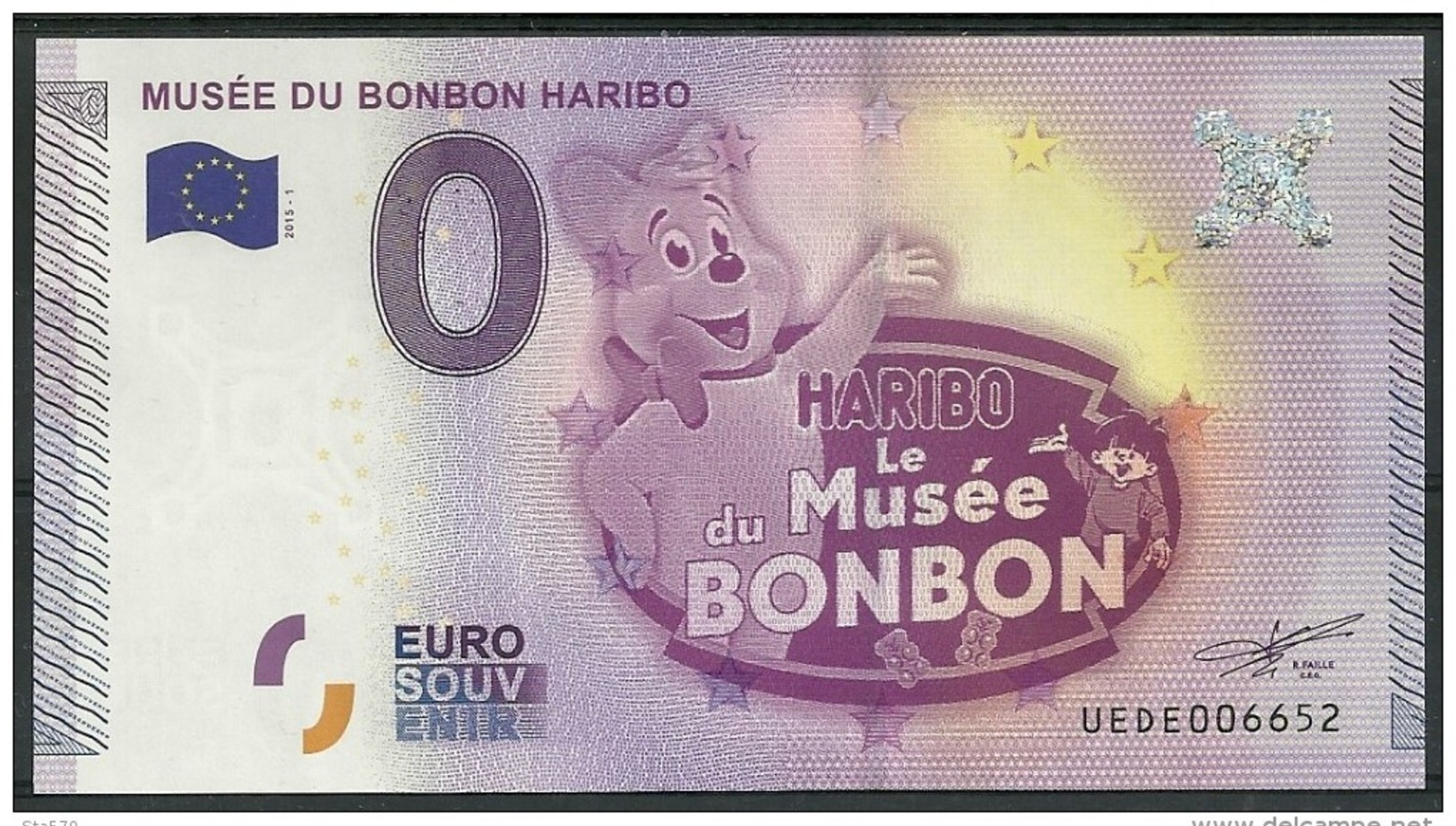 Billet Touristique 0 Euro 2015 Musée Du Bonbon HARIBO épuisé - Private Proofs / Unofficial