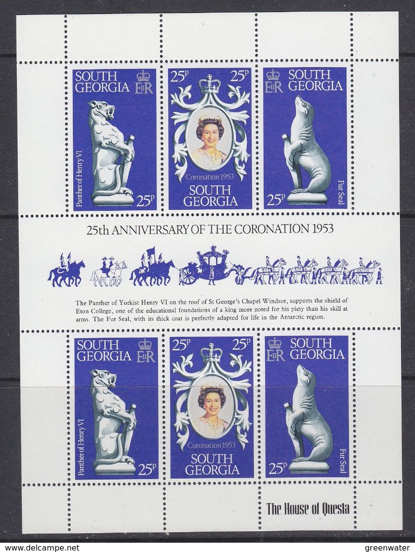 South Georgia 1978 25th. Ann. Of Coronation 2x3v In Sheetlet ** Mnh (37703) - Zuid-Georgia