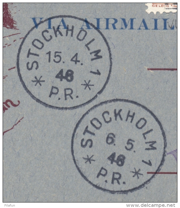 Nederland - 1946 - 1e Vlucht Amsterdam - Stockholm Op Speciale Kaart - Brieven En Documenten