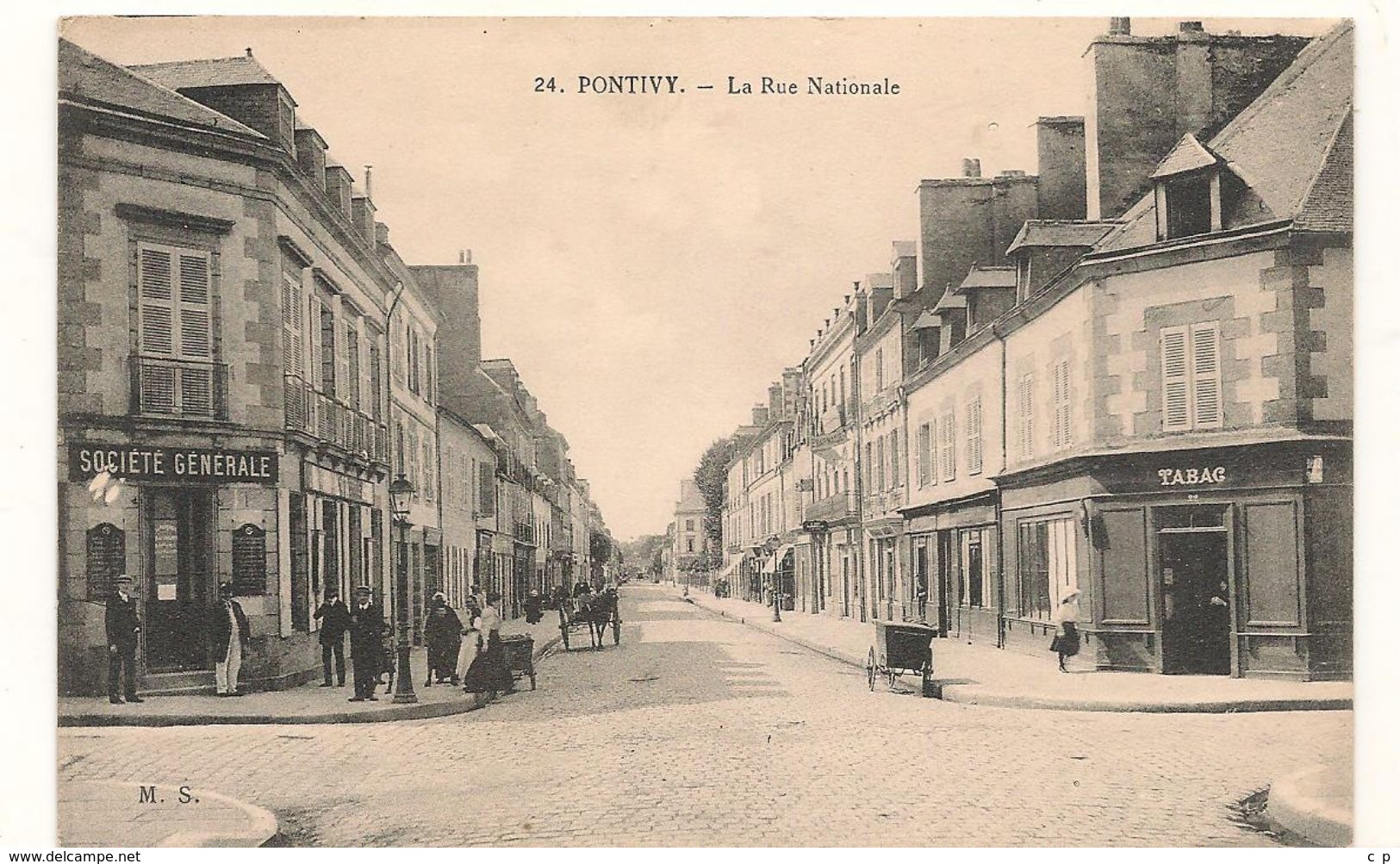 Pontivy -  24 - La Rue Nationale - Tabac - Societe Generale -  CPA° - Pontivy